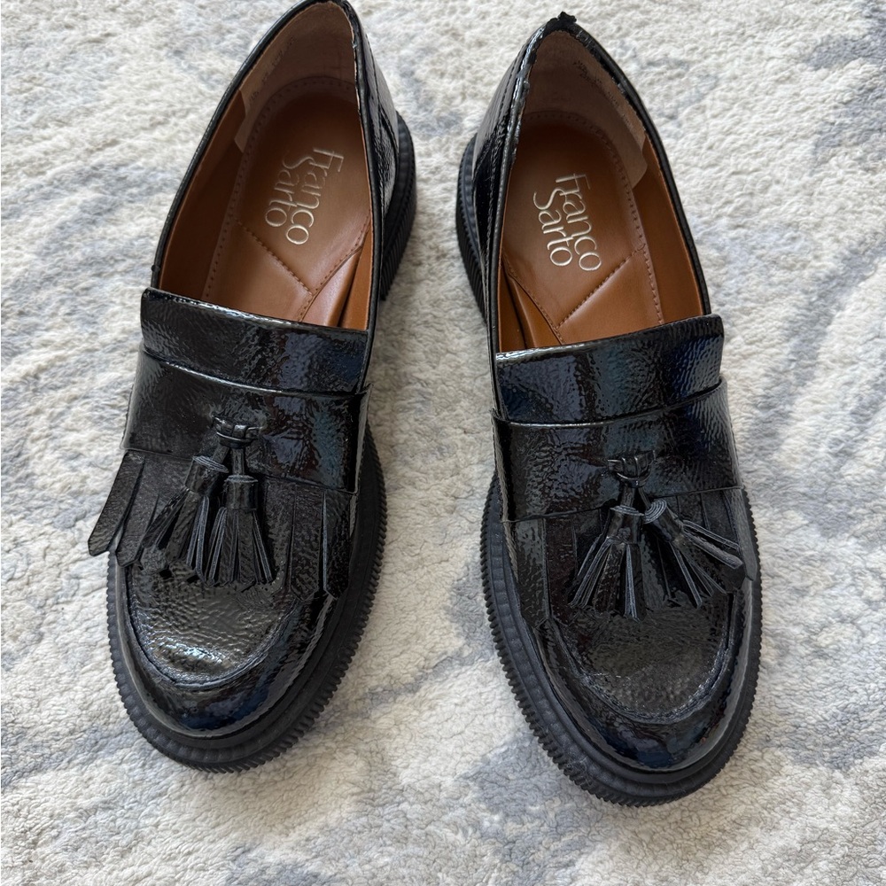 Franco Sarto Black Tassel Lug Sole Loafers -  Women’s 7.5
